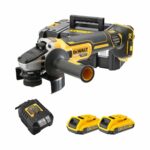 DeWalt 18V Bürstenlos Akku Winkelschleifer 125mm mit 2 x 2Ah Akkus, Ladegerät und TSTAK Werkzeugkoffer mit Einlage