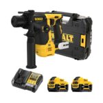 DeWalt 12V SDS-plus Akku-Bohrhammer 14mm (bürstenlos), 1,1 Joule mit 2x 5Ah Akkus, Ladegerät und Koffer