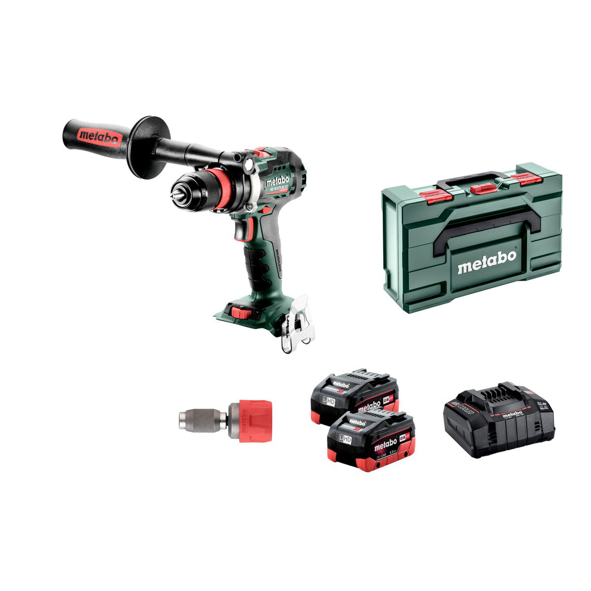 Metabo BS 18 LTX BL Q I 18V Akku-Bohrschrauber mit 2x 5.5 Ah Li-HD Akkus, Ladegerät und Koffer
