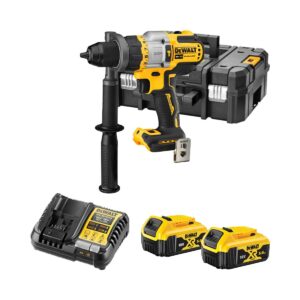 DeWalt DCD999P2-QW 18V Bürstenloser Akku-Dreigang-Schlagbohrschrauber mit 2x 5 Ah Akkus, Ladegerät und Koffer