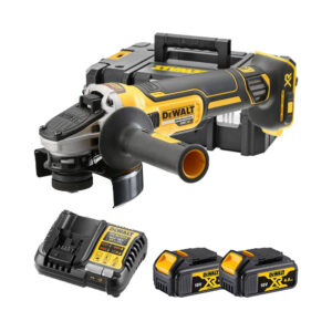 DeWalt DCG405M2-QW 18V Bürstenlos Akku Winkelschleifer 125mm mit 2x 4 Ah Akkus, Ladegerät und Koffer