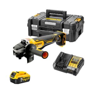 DeWalt DCG406P1-QW 18V XR 125 mm Akku-Winkelschleifer mit 1x 5Ah Akku, Ladegerät und Koffer