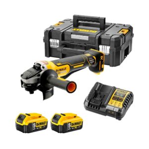 DeWalt DCG406P2-QW 18V XR 125 mm Akku-Winkelschleifer mit 2x 5Ah Akkus, Ladegerät und Koffer