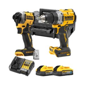 DeWalt DCK2051H2T-QW 18V Doppelpack Elektrowerkzeug Set mit 2x POWERSTACK 5Ah Akkus, Ladegerät und Koffer