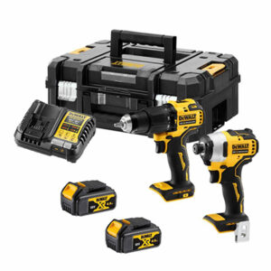 DeWalt DCK2062M2T-QW 18V XR bürstenloser Doppelpack Set, DCD709 Akku-Schlagbohrschrauber und DCF809 Akku-Schlagschrauber 2 x 4Ah Batterien, Ladegerät und Koffer