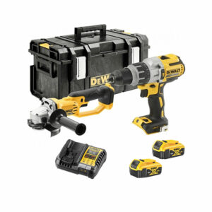DeWalt DCK278P2-QW 18V Doppeltpackung - DCD996 Akku-Schlagbohrschrauber + DCG412 Akku-Winkelschleifer, 2x 5Ah Akkus,Ladegerät und Koffer
