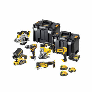 DeWalt DCK665P3T-QW 18V XR Akku- 6-teiliges Elektrowerkzeug-Kit, inkl. Hobeltasche, 3x 5.0Ah Batterien, Ladegerät  & 2x Tragkoffer TSTAK