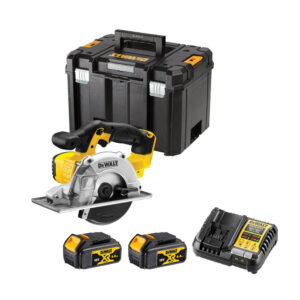 DeWalt DCS373M2-QW 18V Akku-Metallkreissäge mit 2x 4 Ah Akkus, Ladegerät und Koffer