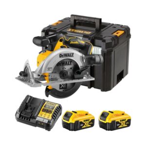 DeWalt DCS565P2-QW 18V XR Akku-Kreissäge 165 mm mit 2x 5Ah Akkus, Ladegerät und Koffer