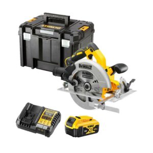DeWalt DCS570P1T-QW 184 mm 18V Li-ion XR bürstenlos Akku-Kreissäge mit 1x 5Ah Akku, Ladegerät und Koffer