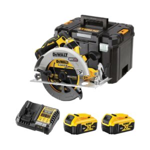 DeWalt DCS573P2-QW 18V Akku-Handkreissäge mit 2x 5 Ah Akkus, Ladegerät und Koffer