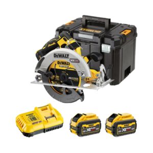 DeWalt DCS573X2-QW 18V FLEXVOLT Advantage Akku-Handkreissäge mit 2x 9 Ah Akkus, Ladegerät und Koffer