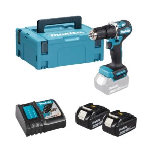 Makita DHP487RTJ 18V Akku-Schlagbohrschrauber LXT mit 2x 5 Ah Akkus, Ladegerät und Koffer
