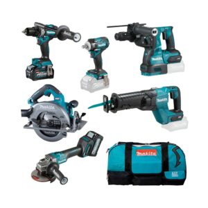 Makita DK0154G602 40V Akku-Spezialset XGT mit 6 Maschinen, 2x 4Ah Akkus, Ladegerät und Tasche