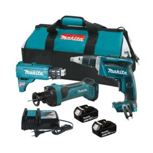 Makita DLX2089 DFS452Z + DCO180Z + 199146-8 3 Stück c mit 2x 5 Ah Akkus, Ladegerät und Makita Bag
