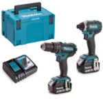 Makita DLX2131JX 2 Stück Akku-Kit 18V DHP482 Akku-Schlagbohrschrauber und DTD152 Akku-Schlagschrauber mit Ladegerät and Makpac Koffer Typ 2 x 3.0Ah Batterien