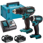 Makita DLX2131TJ 2 Stück Akku-Kit 18V DHP482 Akku-Schlagbohrschrauber und DTD152 Akku-Schlagschrauber mit Ladegerät und Makpac Koffer,  2 x 5.0Ah Batterien