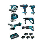 Makita DLX7013PT1 7-Maschinen Elektrowerkzeugset 18V mit 5x 5Ah Akkus, Ladegerät und Tasche