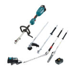 Makita DUX18RTX10 18V Akku-Multifunktionsantrieb LXT mit 2x 5 Ah Akkus, Schnellladegerät, Schaftverlängerung, Heckenscheren-, Motorsensen- und Hochentasteraufsatz