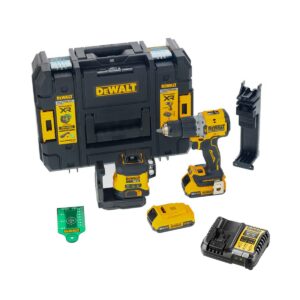 DeWalt 18V Combo Kit Akku-Linienlaser + Akku-Bohrmaschine 2x 2Ah Akkus, Ladegerät und Koffer