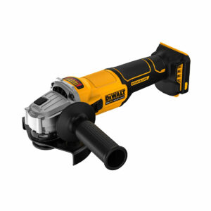 18V XR Winkelschleifer mit bürstenlosem Motor und 125 mm Aufnahme. Elektronische Bremse und Wiederanlaufschutz für Baustelleneinsatz.