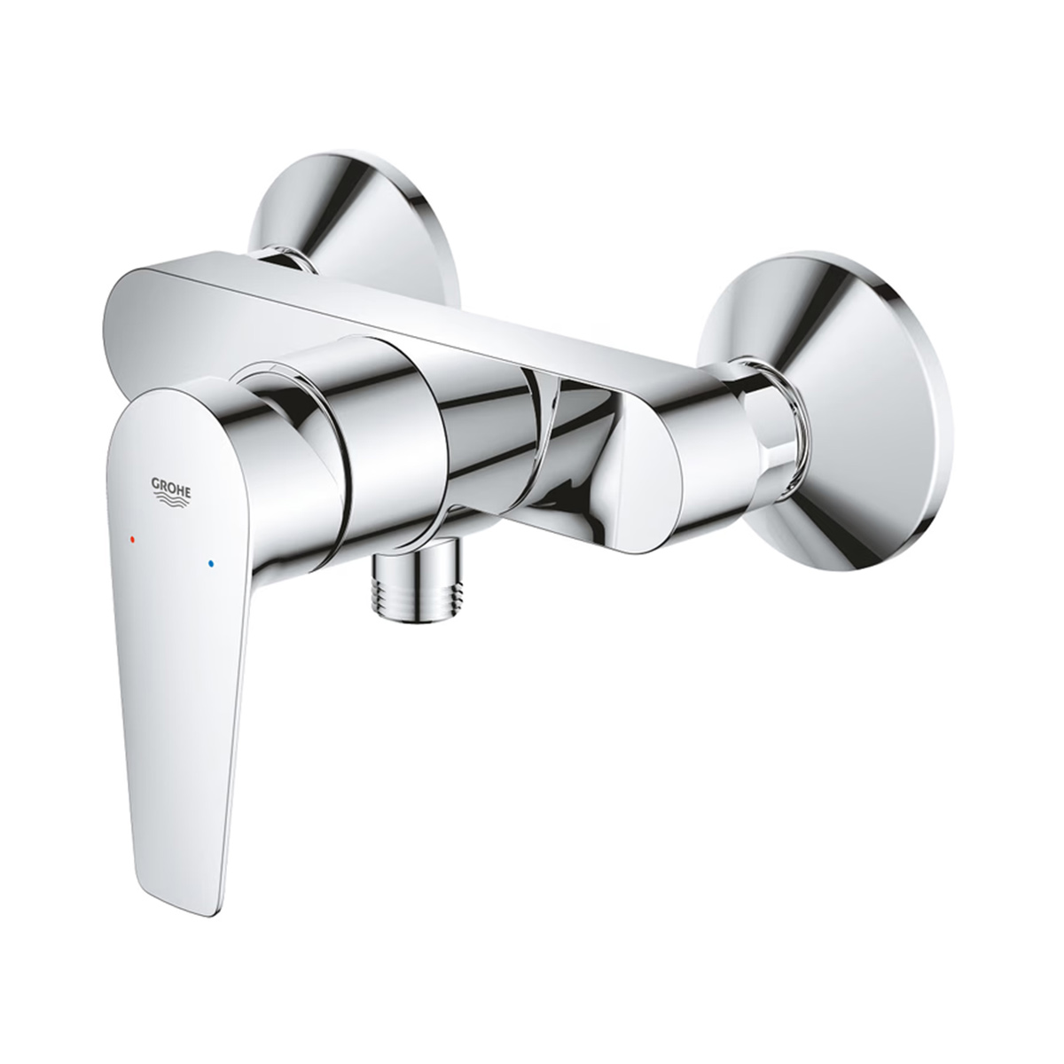 Wandmontierte GROHE Duscharmatur mit Metallhebel