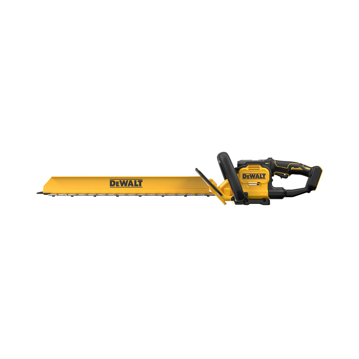18V XR Akku-Heckenschere mit Brushless-Motor, 60 cm Schwert und 25 mm Schnittkapazität für professionelle Grünpflege.