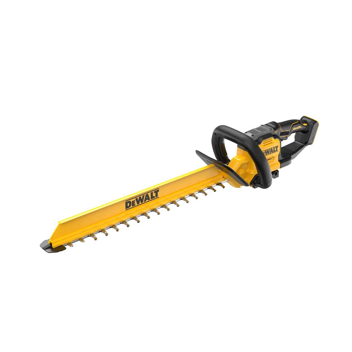 18V XR Akku-Heckenschere mit Brushless-Motor, 60 cm Schwert und 25 mm Schnittkapazität für professionelle Grünpflege.
