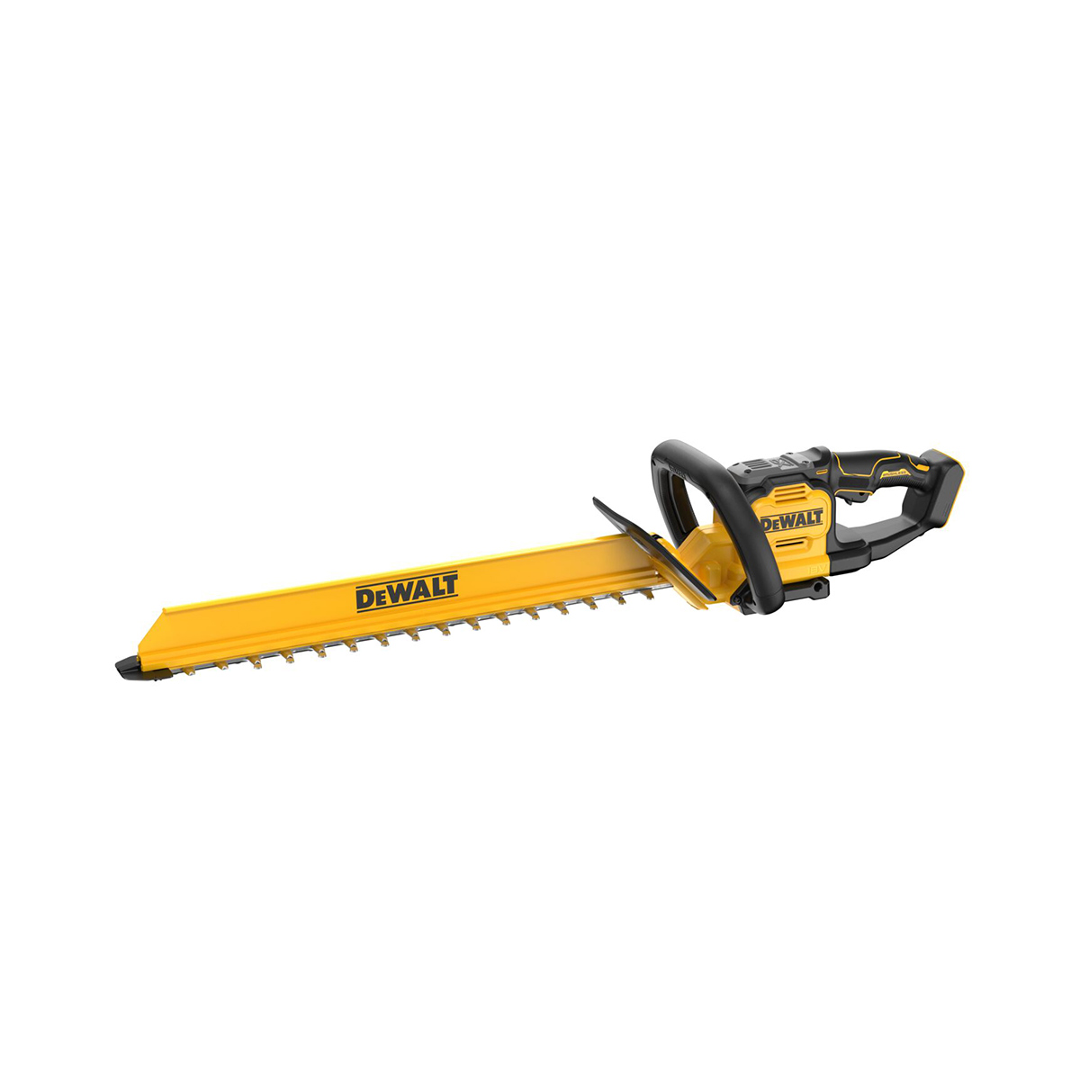 18V XR Akku-Heckenschere mit Brushless-Motor, 60 cm Schwert und 25 mm Schnittkapazität für professionelle Grünpflege.