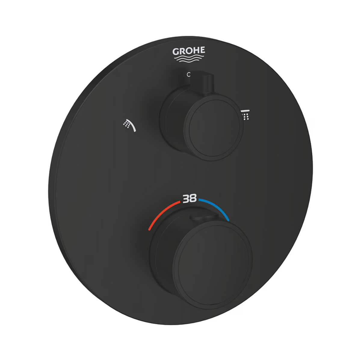 GROHE Grohtherm 1022082430 Thermostat-Brausebatterie in Matt Black mit integrierter 2-Wege-Umstellung