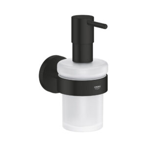 GROHE Essentials 1022572430 Seifenspender mit Halter in Matt Black zur Wandmontage