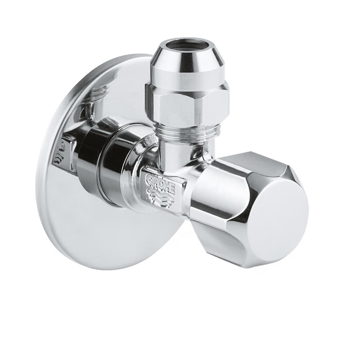 GROHE Eckventil 2201800M Chrom mit Rosette Vorderansicht