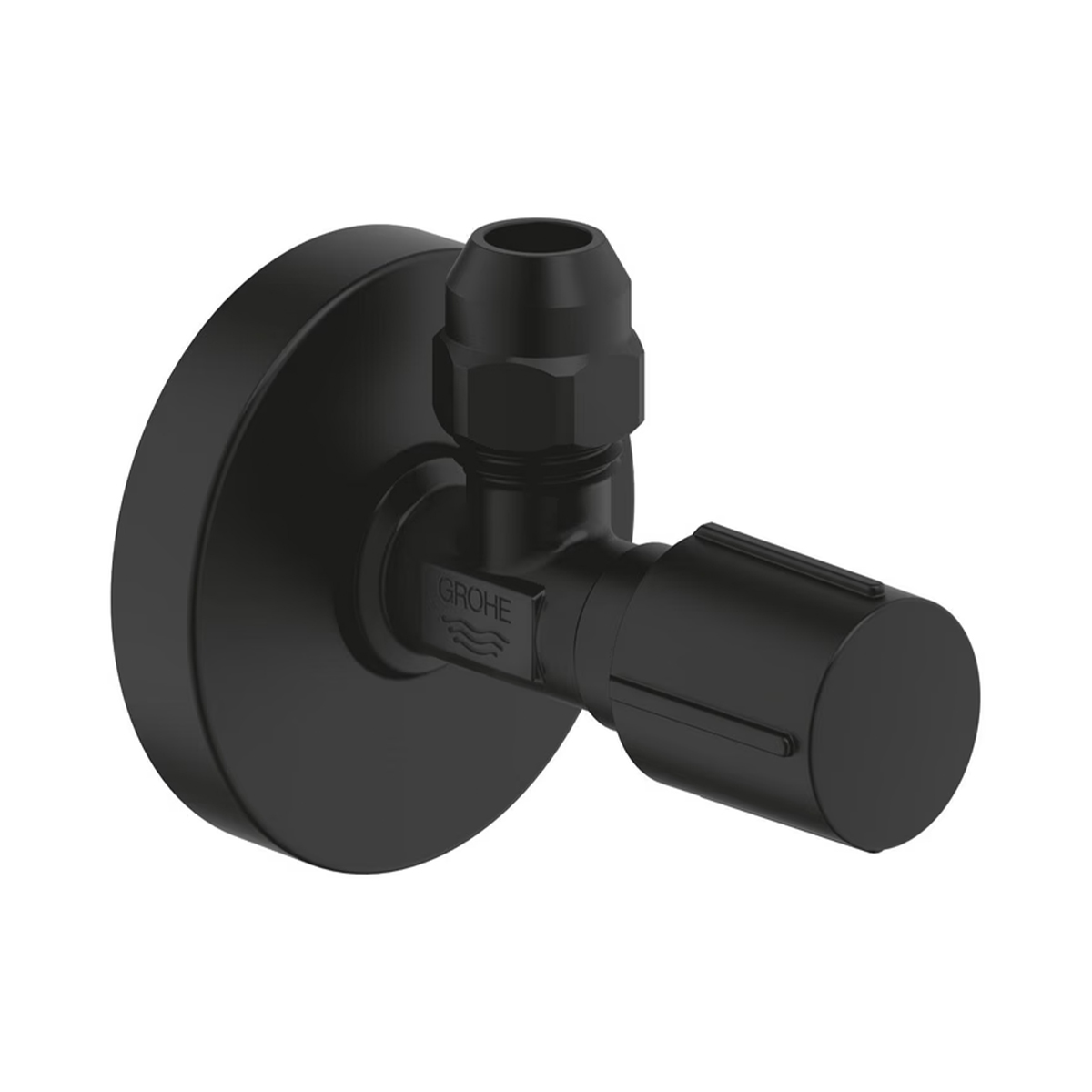 GROHE Eckventil 22074KF0 Matt Black mit Rosette Vorderansicht