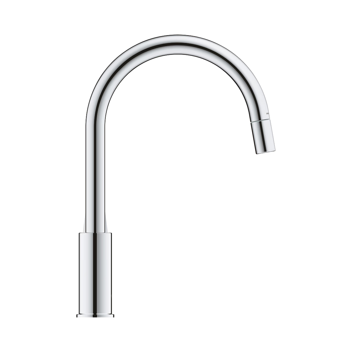 Seitenansicht der GROHE BauEdge Küchenarmatur mit 360° schwenkbarem Gussauslauf