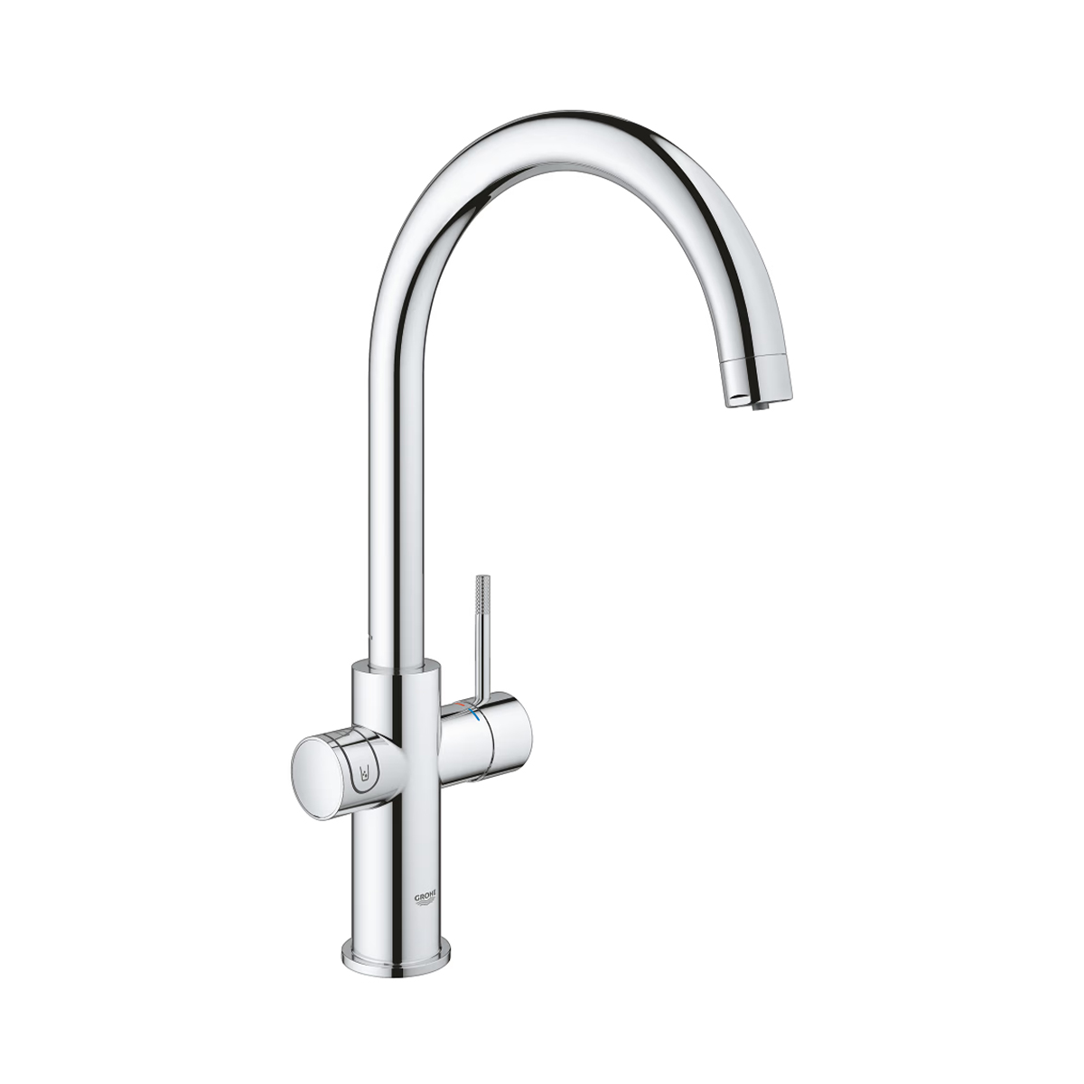 Verchromte GROHE Blue Küchenarmatur mit gefilterter Trinkwasserfunktion