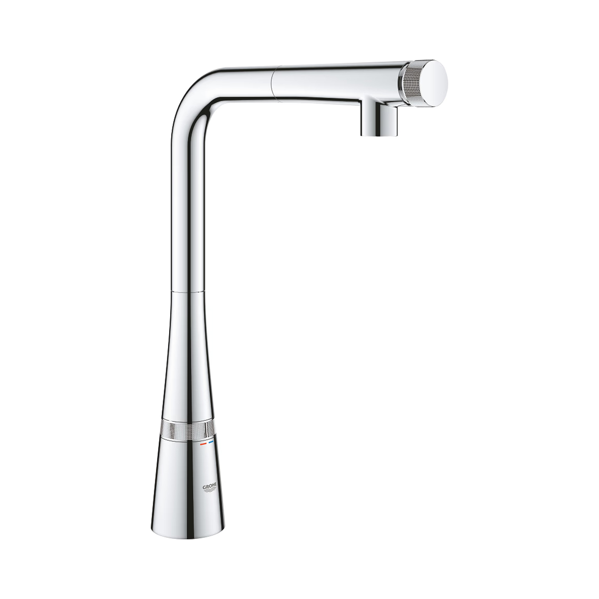 SmartControl Bedienknopf der GROHE Küchenarmatur in Chrom