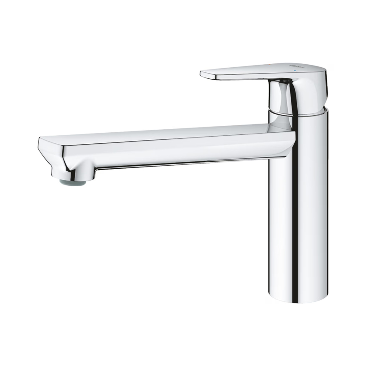 Seitenansicht der GROHE BauEdge 31693000 mit 140° schwenkbarem Gussauslauf