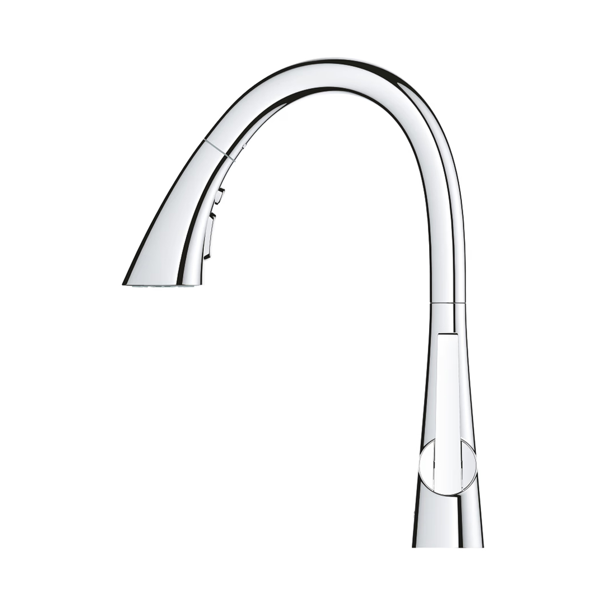 Seitenansicht der GROHE Zedra Küchenarmatur Chrom