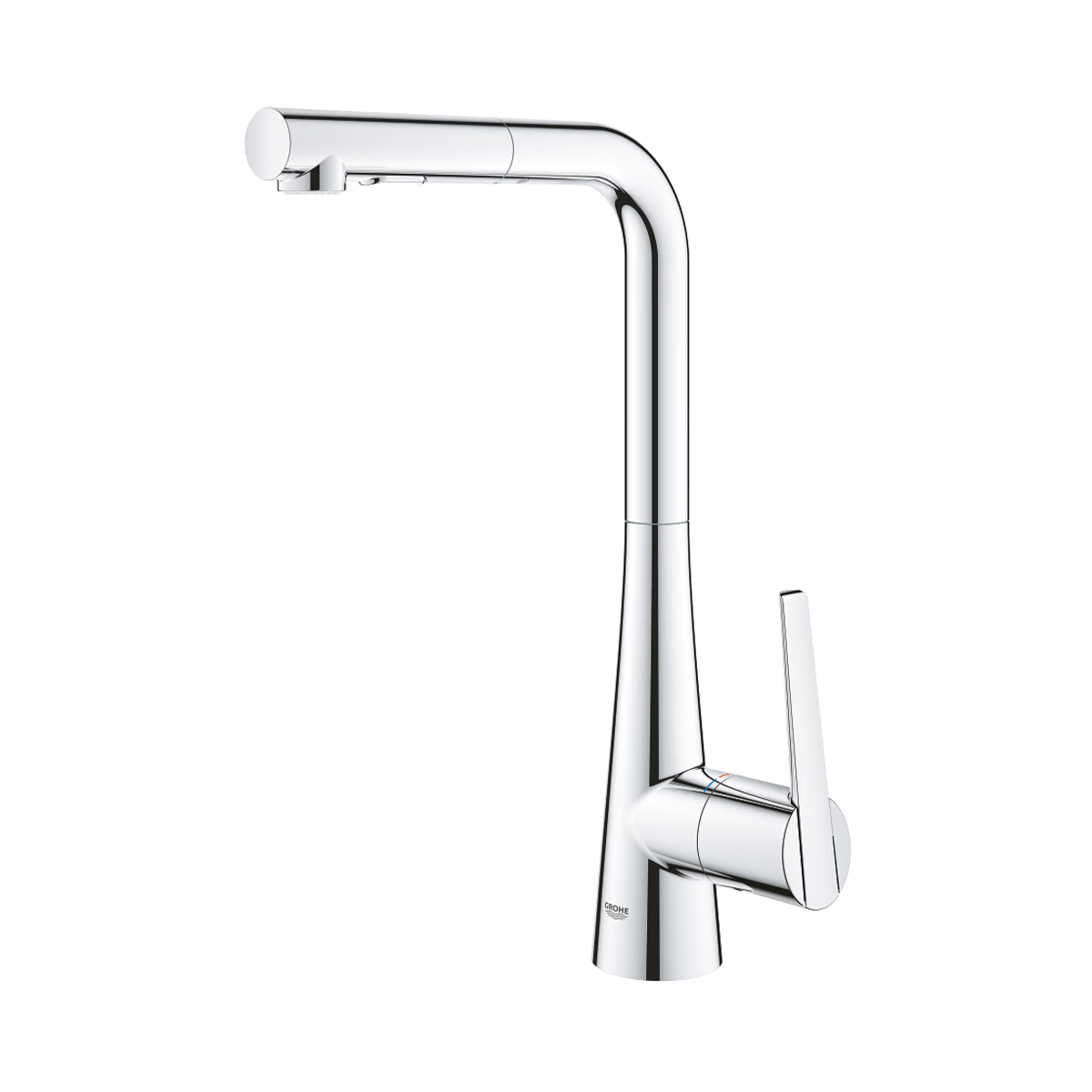 Seitenansicht der GROHE Zedra Einhand-Spültischbatterie Chrom