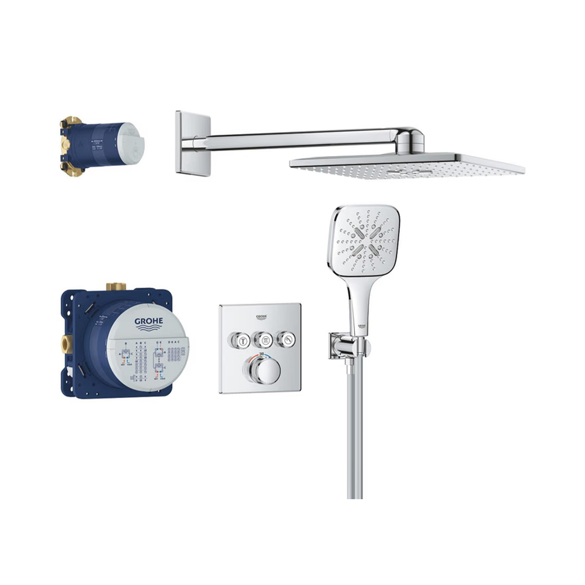 GROHE Grohtherm SmartControl Duschsystem 34864000 mit Rainshower SmartActive 310 Cube in Chrom