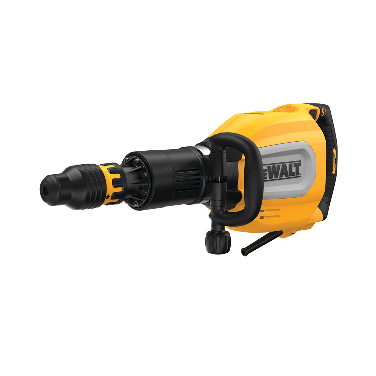 SDS-max-Werkzeugaufnahme und vibrationsgedämpfter Zusatzhandgriff des DeWalt D25911K-QS