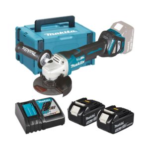 Makita DGA517RTJ 18V 125mm Akku-Winkelschleifer LXT mit 2x 5 Ah Akkus, Ladegerät und Koffer