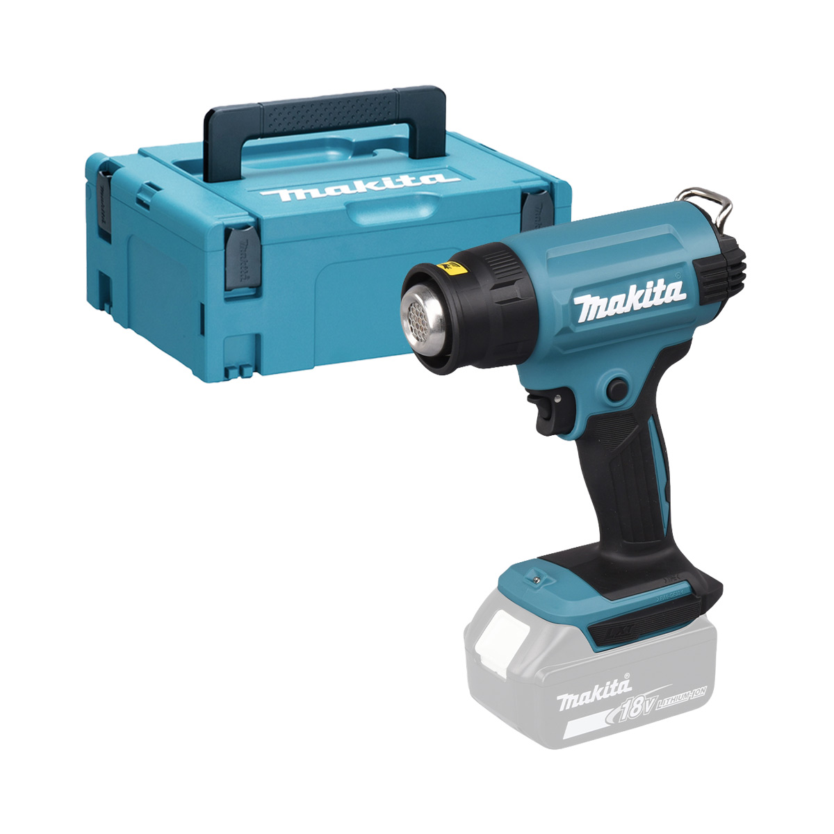 Makita DHG180ZJ 18-V-LXT Akku-Heißluftgebläse mit aufgesetzter Düse