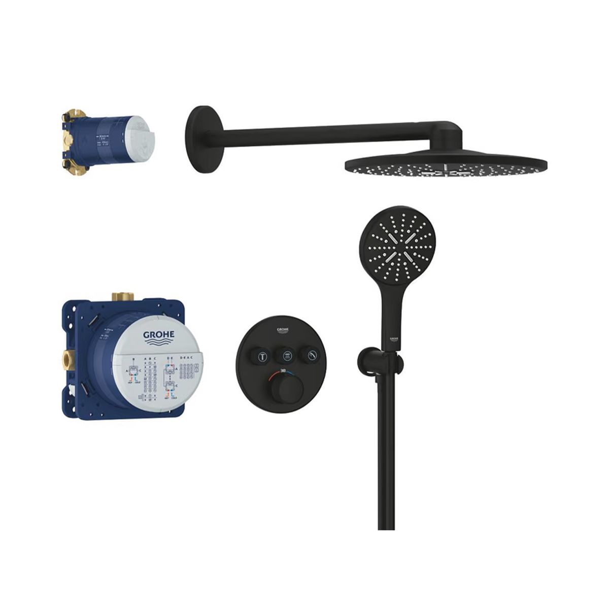 GROHE 34863KF0 Grohtherm SmartControl Unterputz-Duschsystem in Phantom Black mit Rainshower SmartActive 310