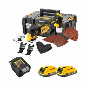 DeWalt 18V Bürstenloses Oszillierendes Akku-Kombi-Gerät mit Zubehör, 2x 2Ah Batterien, Ladegerät und Koffer