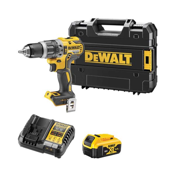 DeWalt 18V XR bürstenloser Akku-Schlagbohrschrauber, 1x 5Ah Akkus, Ladegerät und Koffer