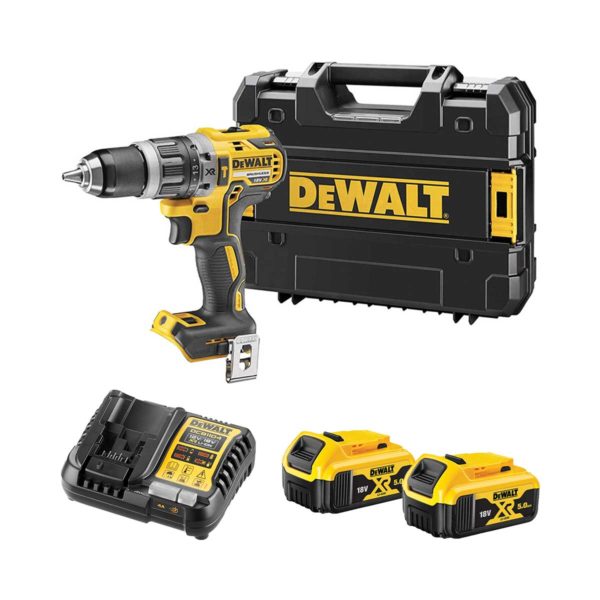 DeWalt 18V XR bürstenloser Akku-Schlagbohrschrauber, 2x 5Ah Akkus, Ladegerät und Koffer