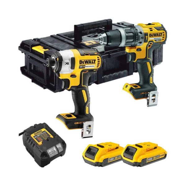 DeWalt 18V XR Bürstenloser Doppelpack,DCD796 Akku-Schlagbohrschrau-ber, DCF887 Akku-Schlagschrauber mit 2 x 2.0Ah Akkus, Ladegerät und DS150 Koffer