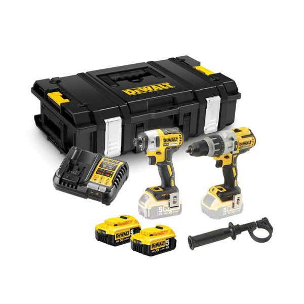 DeWalt bürstenloser 18V Doppelt- Kit Akku-Schlagbohrschrauber und Akku-Schlagschrauber mit 2x 5.0Ah XR Li-Ion Batterien,Ladegerät und Koffer DS150