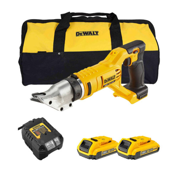 DeWalt 18V Akku-Blechschere, mit 2x 2Ah Akkus, Ladegerät und Tasche